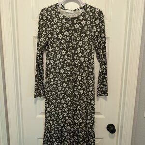 Long Green and White Floral Print Primark Dress